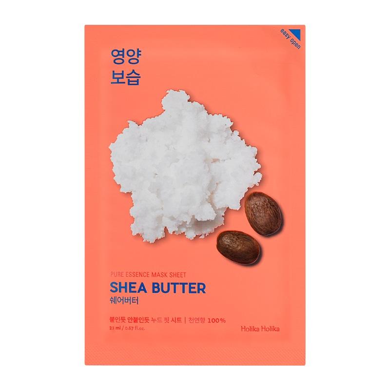 Holika Holika Pure Essence Mask Sheet Shea Butter – Feuchtigkeitsspendende Tuchmaske, 10 Stück (23 ml je Maske) - alta-beauty.com