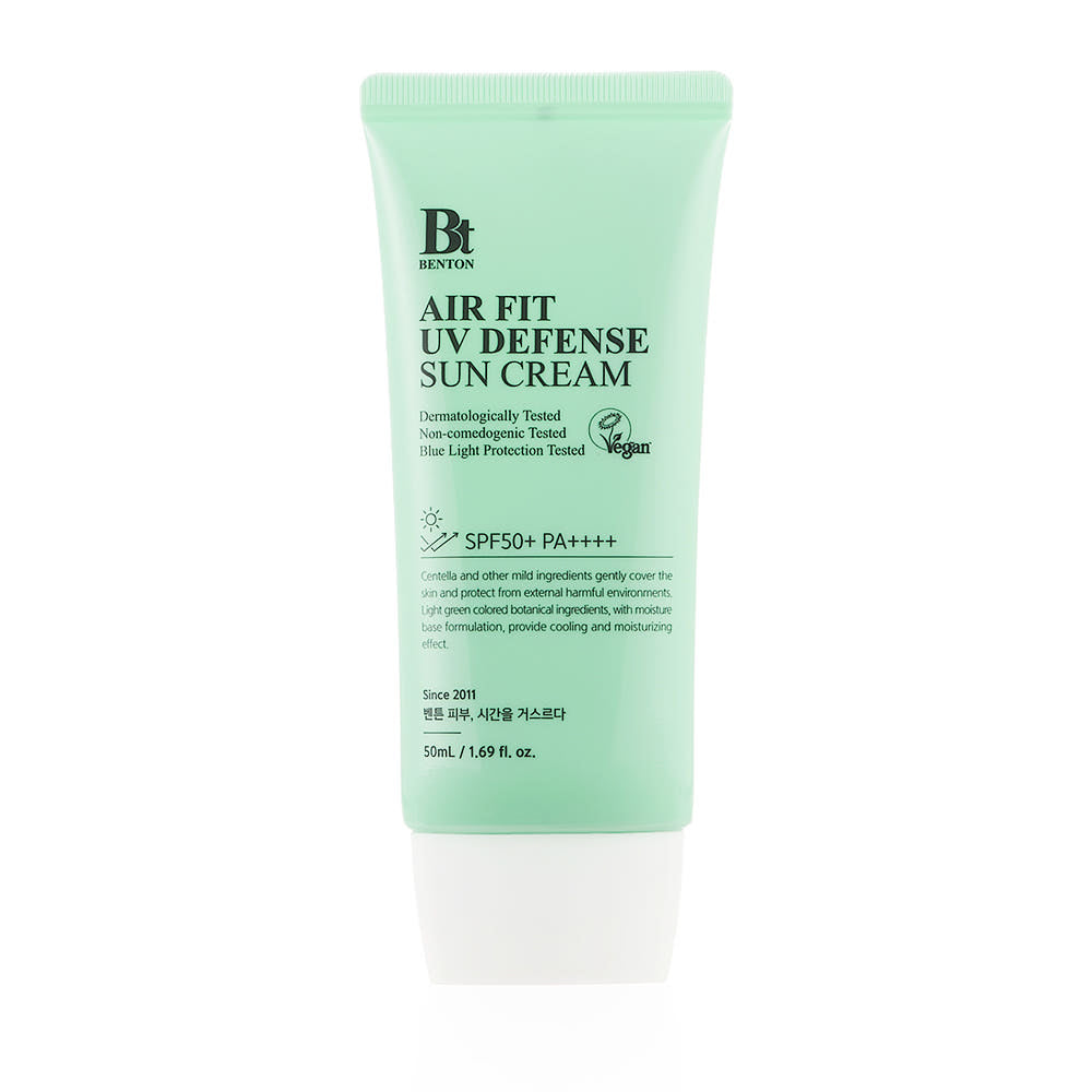 Benton Air Fit Sun Cream Textur – leichte grüne Sonnencreme Anwendung