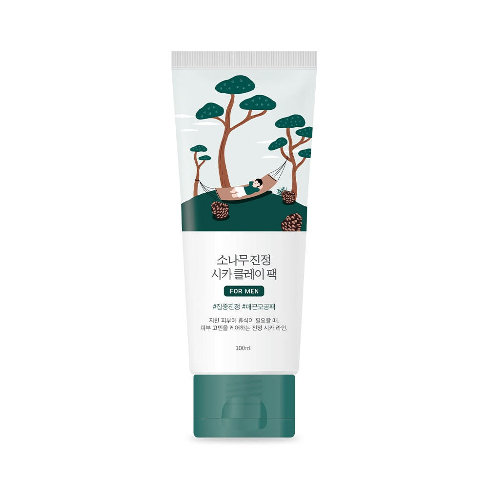 Round Lab For Men Pine Calming Cica Clay Pack 100ml – Tonerde-Maske Männer Poren reinigen