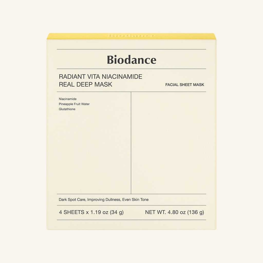 Biodance Radiant Vita Niacinamid Real Deep Mask 4er – aufhellende Tuchmaske